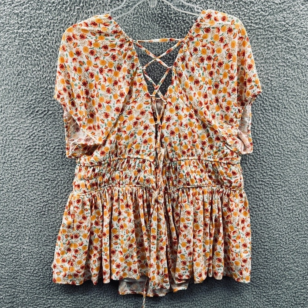Torrid Women Boho Cottage Peplum Top 3X Floral Smocked Feminine Romantic Prairie - Picture 2 of 11